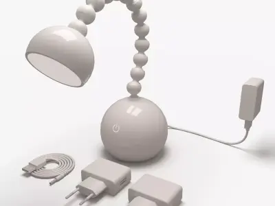Lamp A with cords and plugs 3D model