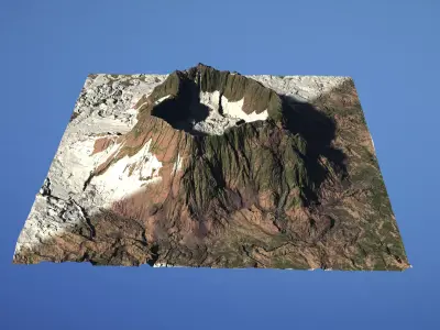 Landscape Environment Volcano Snow 21 Low-poly 3D model