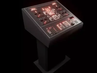 Retro-futuristic sci-fi control console Low-poly 3D model