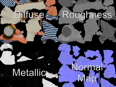 Sea Captain Character Model Patriotic Rigged and Animated Low-poly 3D model