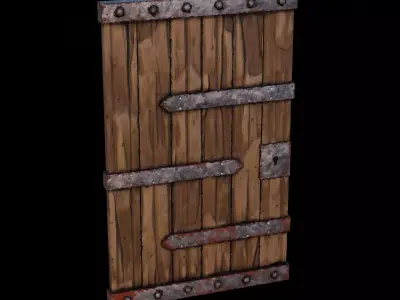 Stylized Medieval Wooden Door   Low Poly Game Asset Low-poly 3D model