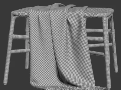 Rattan ottoman MD41  3D model