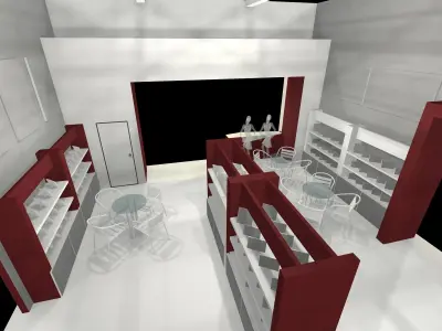 exhibition stall design 20 x 08 m 3 side open Low-poly 3D model 3D model