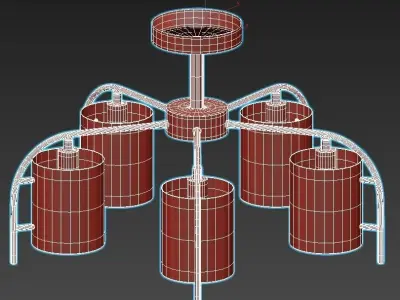 escada-671-5p five light brass ceiling fixture with clear gla... 3D model