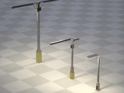 Cyberpunk-style street lights 3D model