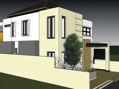 Two Story House Design 3D model