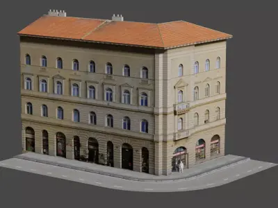 Low Poly Central Eastern European City Building Low-poly 3D model