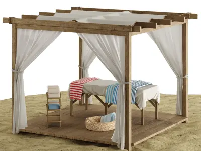 Beach outdoor set 6 massage 3D model