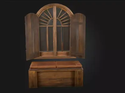 Rustic Window Seat  Cozy Nook for Timeless Daydreams 3D model