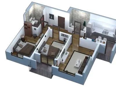3D floor plan apartment  3D model