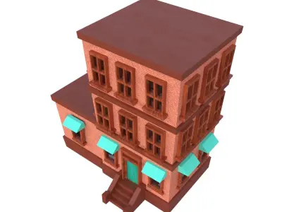 Low Poly Apartment Building Low-poly 3D model