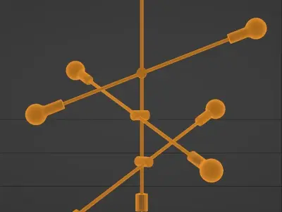 Lamp collection gold chandelier with four lights 3D model