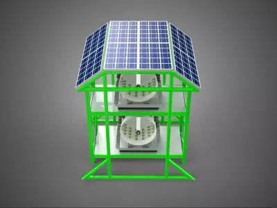 POWERED SOLAR PANEL ROOF IOT ROTARY HYDROPONIC GARDEN PLANT FARM 3D model
