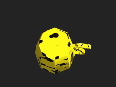 Metal cup painted with yellow color and black dots Free low-poly 3D model