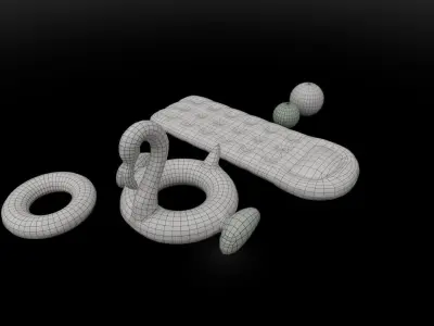 Inflatable Pool Toys set Low-poly 3D model