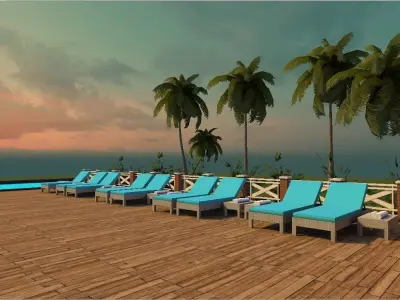 beach resort Low-poly 3D model