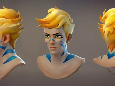 Manti Female Head bust Overwatch style 3D model