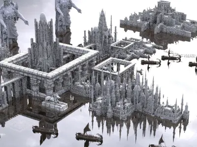 Ancient Greek Port City expanded 3D model