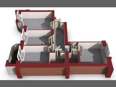 3D Floor Plan Section of apartment 3D model