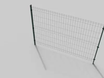 Metal Green Fence lowpoly 3D model  Low-poly 3D model