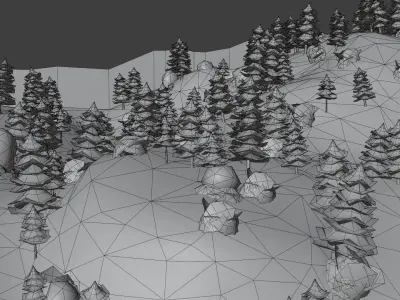Winter Forest - Hand Painted Low-poly 3D model