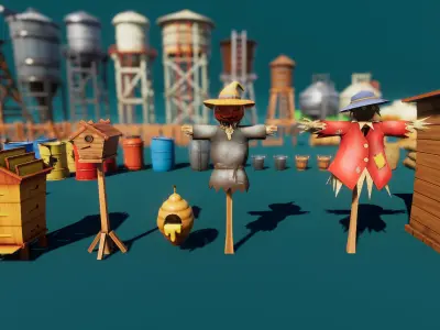 Farm Tools and Supplies Stylized Low-poly 3D model