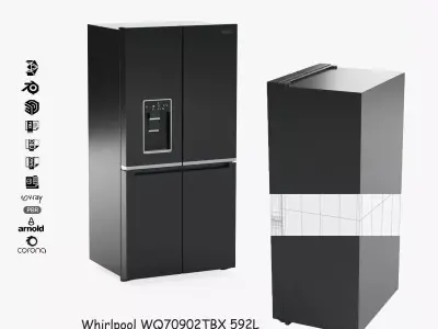 Whirlpool WQ70902TBX 592L French Door Fridge 3D model