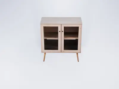  Low Poly Wooden Cabinet - Classic Openable Storage Unit 3D model