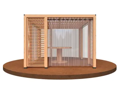 Modern wood pergola patio sunshade gazebo 3D model