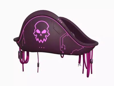 Cyberpunk Pirate Hat A05 - Character Design Low-poly 3D model