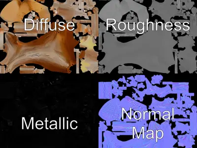 Beach Driftwood and Sand with Shells Model Pack Low-poly 3D model