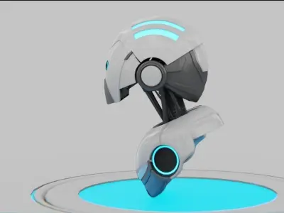 Robotic head  rigged - animated character 3D model