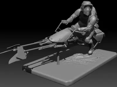 scout trooper starwars on byke 3D print model
