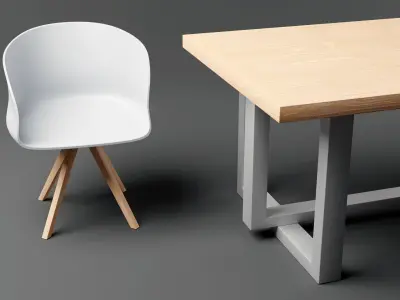 Low Poly Table and chair Free 3D model