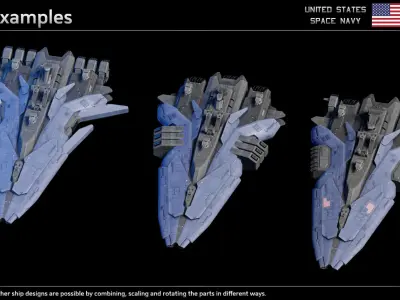 USSN Farragut Class Destroyer Low-poly 3D model