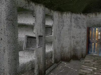 Old catacombs interior Low-poly 3D model