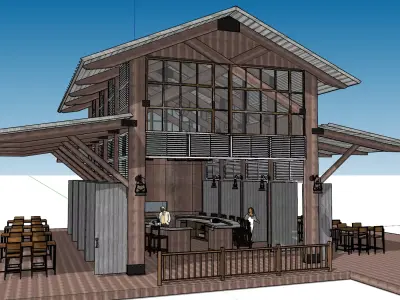 Architecture Old Boat house - beach front bar 3D model