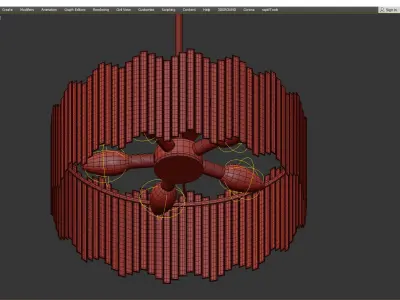 Modern Brass Gold Drum Tiffany Chandelier Low-poly 3D model