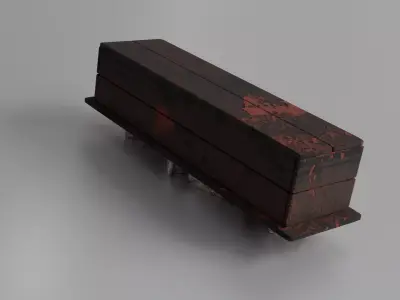 Bloody Crate on Cinder Blocks Game Ready Model Low-poly 3D model