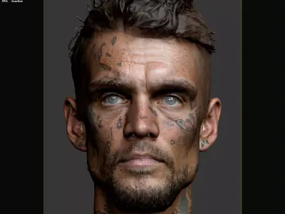 Realistic Man Head 3D Sculpt 01 3D model