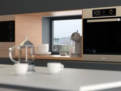 Redshift - C4D Scene files - Modern Kitchen Scene 3D model 3D model