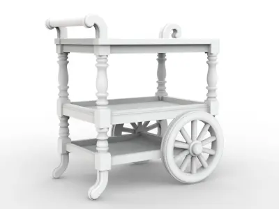 Tea Cart 3D Print Miniature Furniture Three Tier STL 3D print model