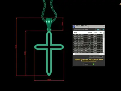 High Cross Pendant Light Gold 18K 4CP047 3D print model