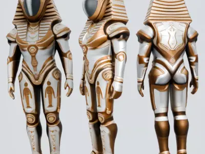 Space Suit Pharaoh Robot - Game-Ready 3D Model -  PBR Textures Low-poly 3D model