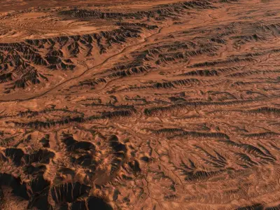 Mars Planet Landscape Desert Terrain Valley 10x10km PBR 03 Low-poly 3D model