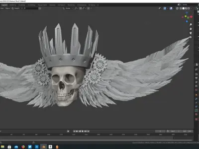 Aztec Skull King with wings 3D model