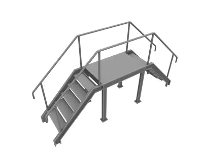 Stair metal ladder Low-poly 3D model