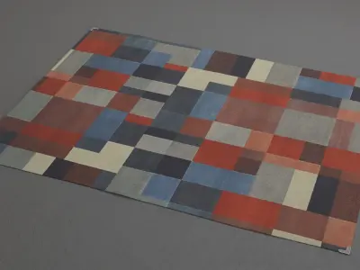 Carpet B rug with and squares 3D model