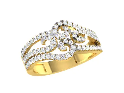 Light Weight Yellow Gold Diamond Ring  -EZ R-169 3D print model
