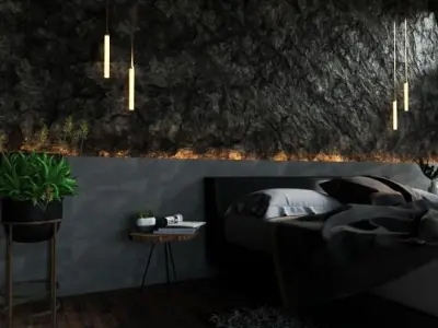 Bedroom modern with walls and wooden floors 3D print model